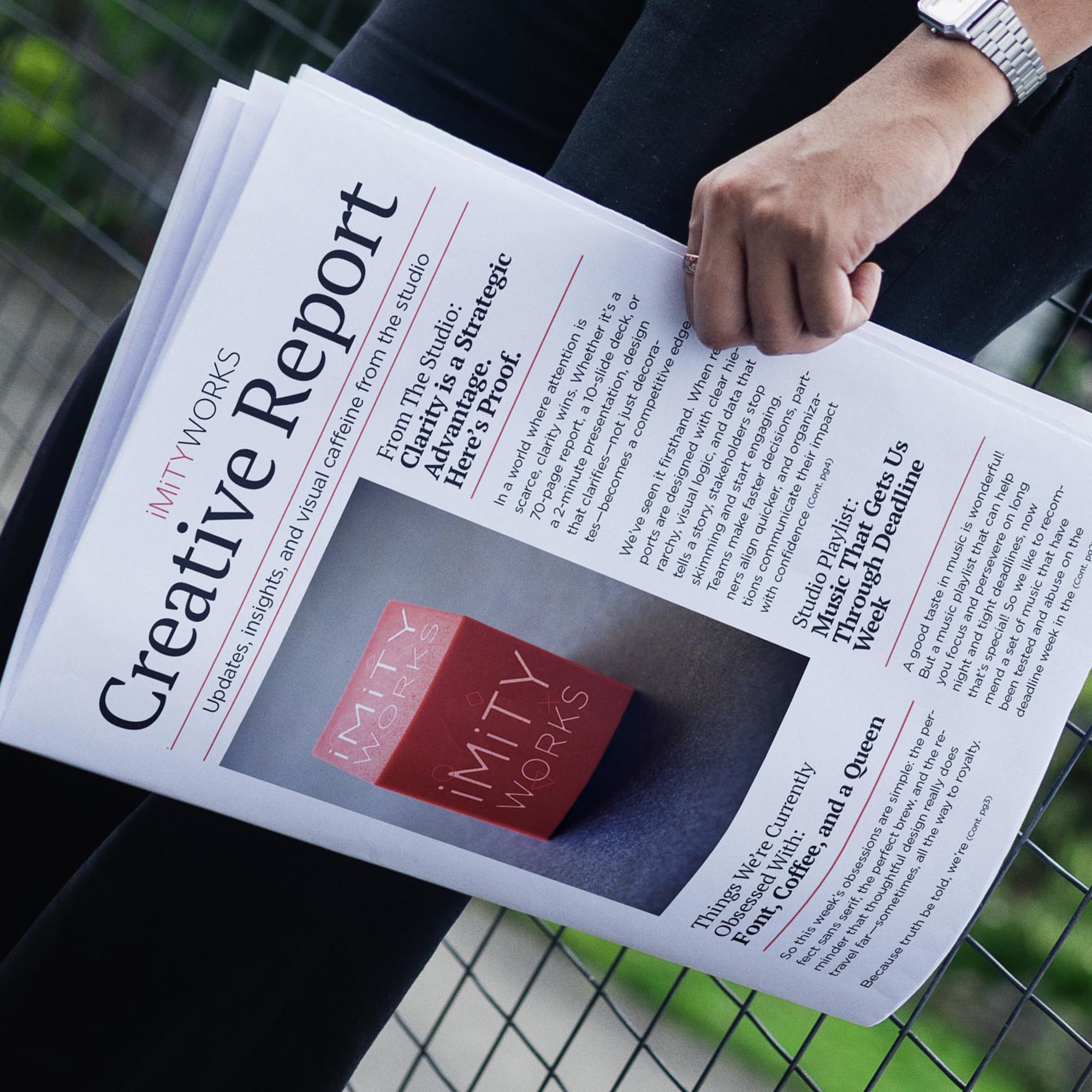 A playful visual from a Jakarta-based women-owned design studio showcasing our passion for detail, clarity, and storytelling in design—celebrating the moment our report design was read by Queen Máxima of the Netherlands.
